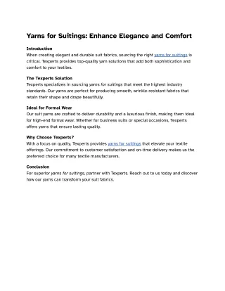 Yarns for Suitings_ Enhance Elegance and Comfort