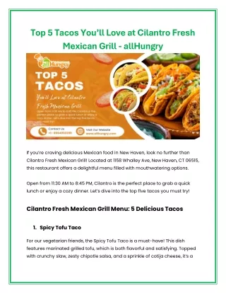 Top 5 Tacos You’ll Love at Cilantro Fresh Mexican Grill - allHungry