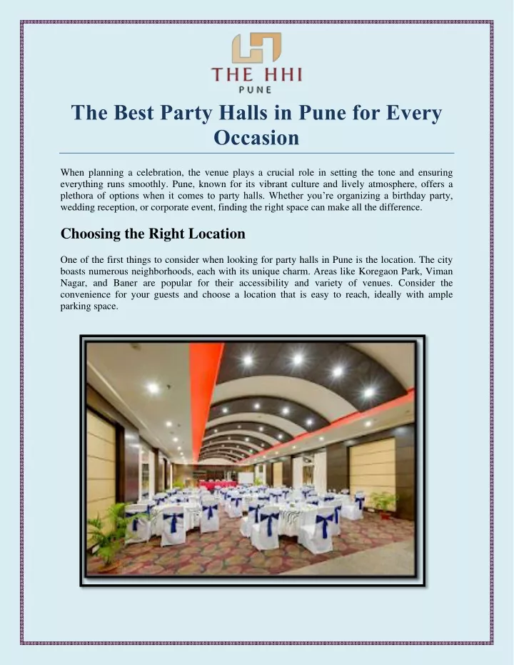 the best party halls in pune for every occasion