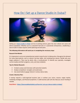 How Do I Set up a Dance Studio in Dubai?