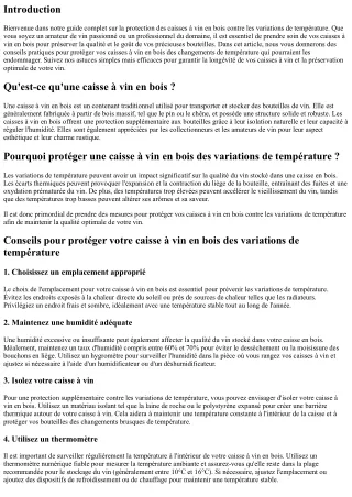 Caisse à vin en bois : conseils pour la protéger des variations de température
