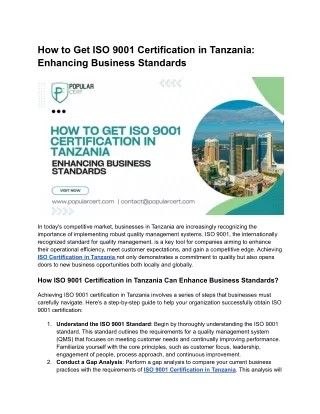 How to Get ISO 9001 Certification in Tanzania_ Enhancing Business Standards