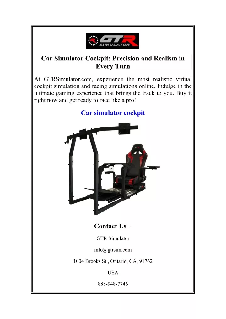 car simulator cockpit precision and realism