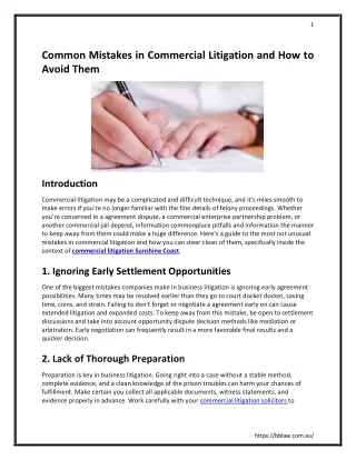 Common Mistakes in Commercial Litigation and How to Avoid Them