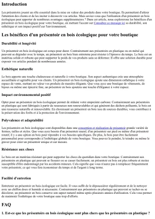 Les bénéfices d'un présentoir en bois écologique pour votre boutique