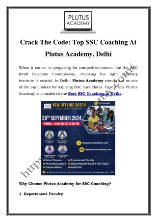 Best SSC Coaching in Delhi | Plutus Academy