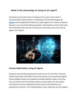 what is the advantage of using an ai agent