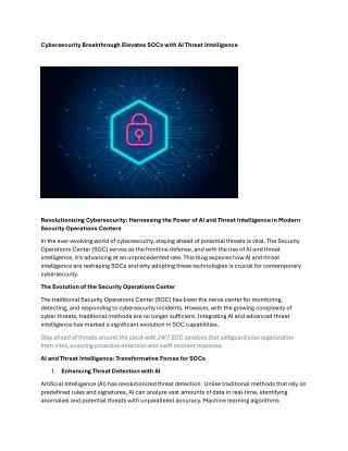 cybersecurity breakthrough elevates socs with