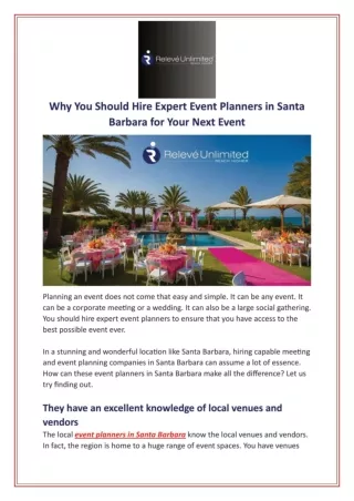 Why You Should Hire Expert Event Planners in Santa Barbara for Your Next Event