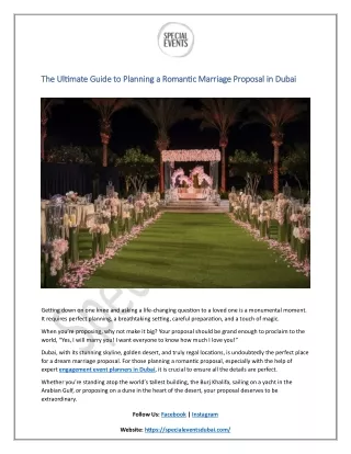 The Ultimate Guide to Planning a Romantic Marriage Proposal in Dubai