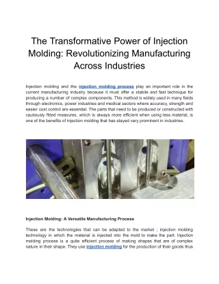 The Transformative Power of Injection Molding_ Revolutionizing Manufacturing Across Industries