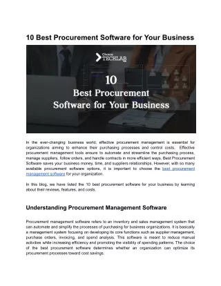 10 best procurement software for your business