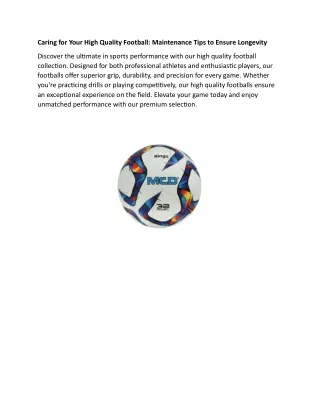 caring for your high quality football maintenance