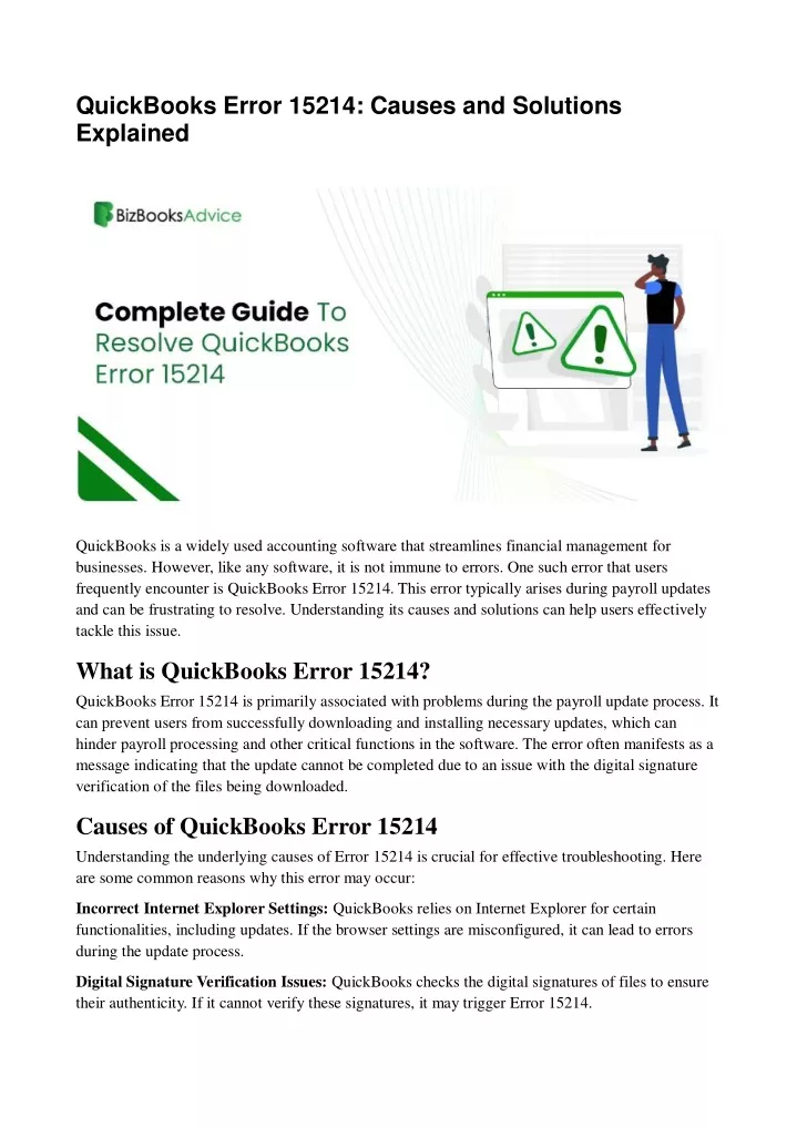 quickbooks error 15214 causes and solutions