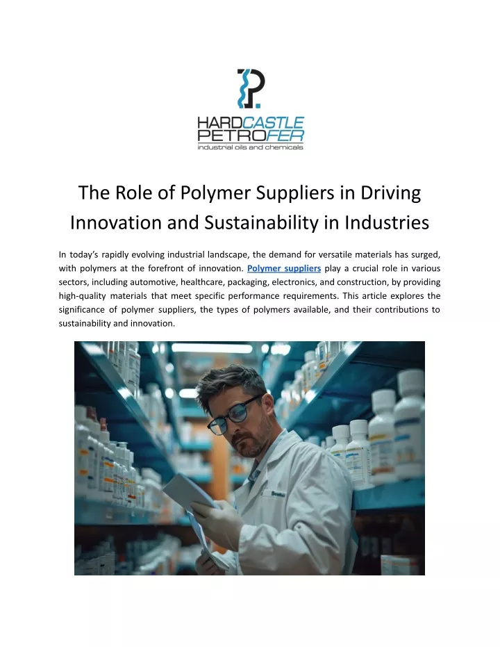 the role of polymer suppliers in driving