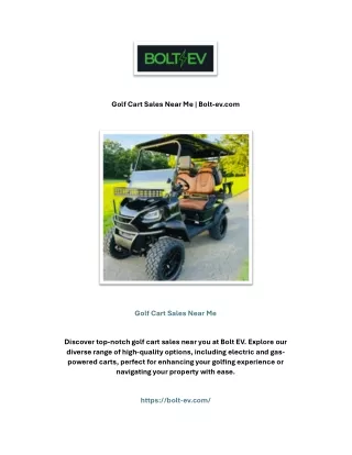 Golf Cart Sales Near Me | Bolt-ev.com