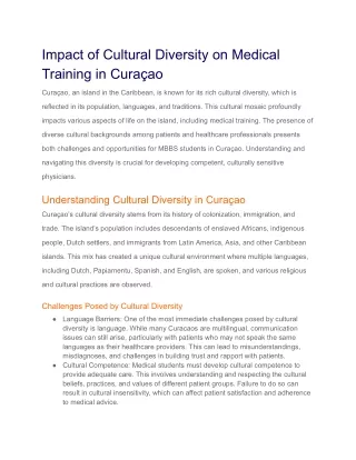 Impact of Cultural Diversity on Medical Training in Curaçao