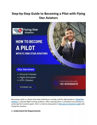 Step-by-Step Guide to Becoming a Pilot with Flying Star Aviators