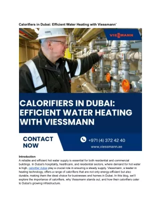 Calorifiers in Dubai_ Efficient Water Heating with Viessmann’