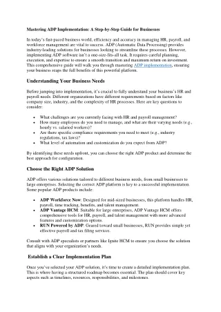 Mastering ADP Implementation A Step-by-Step Guide for Businesses