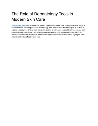 The Role of Dermatology Tools in Modern Skin Care
