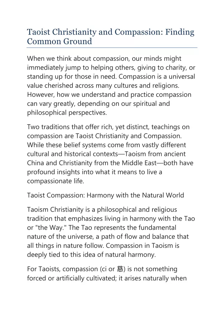 taoist christianity and compassion finding common