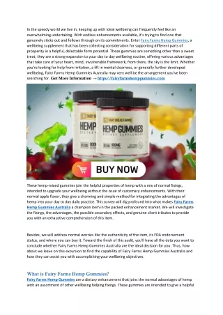 Fairy Farms Hemp Gummies Australia May Hurt Your Health!