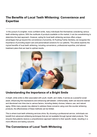 The Benefits of Local Teeth Whitening Convenience and Expertise