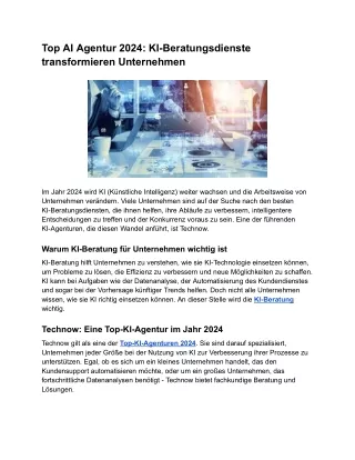 Top AI Agentur 2024_ KI-Beratungsdienste transformieren Unternehmen
