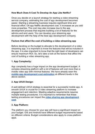 How Much Does It Cost To Develop An App Like Netflix