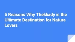 Reasons Why Thekkady is the Ultimate Destination for Nature Lovers