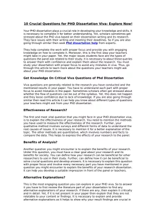 10 Crucial Questions for PHD Dissertation Viva: Explore Now!