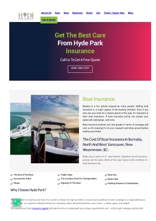 Boat Insurance in Burnaby, BC