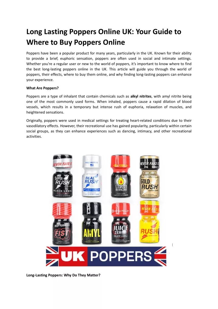 long lasting poppers online uk your guide