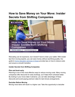 How to Save Money on Your Move_ Insider Secrets from Shifting Companies