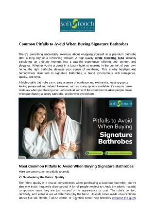 Common Pitfalls to Avoid When Buying Signature Bathrobes