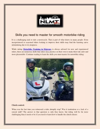 skills you need to master for smooth motorbike
