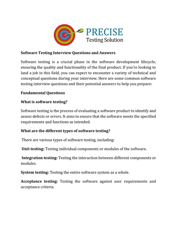 software testing interview Question