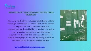 Benefits of choosing online physics training