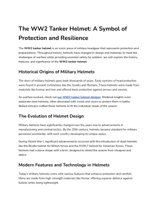 The WW2 Tanker Helmet_ A Symbol of Protection and Resilience