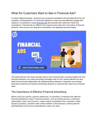 what do customers want to see in financial ads