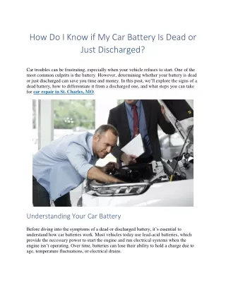 how do i know if my car battery is dead or just