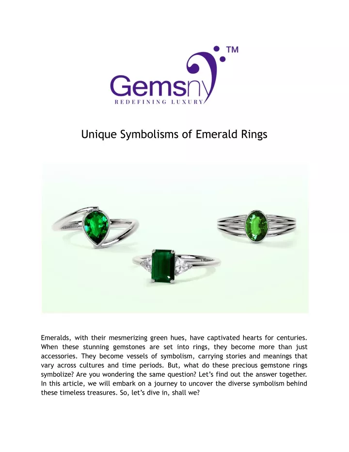 unique symbolisms of emerald rings