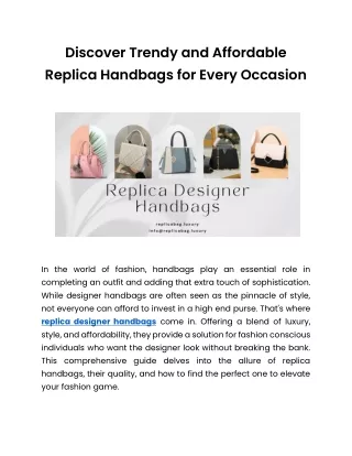 Get Authentic Style with Affordable, Stylish Replica Handbags