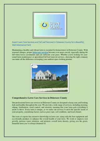 Expert Lawn Care Services and Fall Leaf Removal in Delaware County for a Beautif