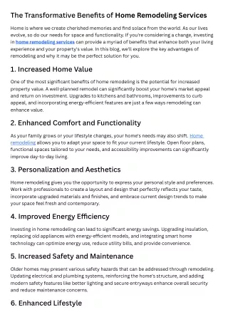 Comprehensive Guide to Home Remodeling Services
