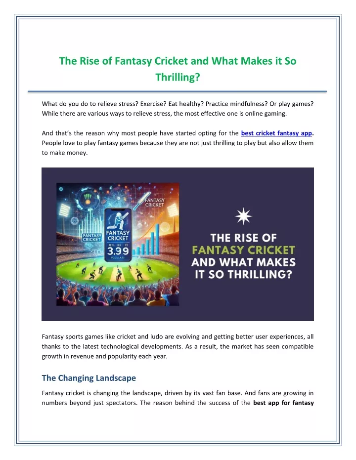 the rise of fantasy cricket and what makes