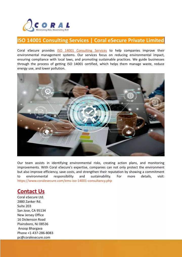 iso 14001 consulting services coral esecure