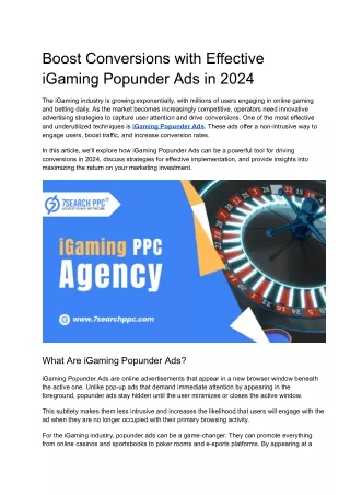 boost conversions with effective igaming popunder