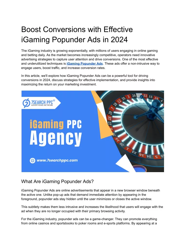 boost conversions with effective igaming popunder